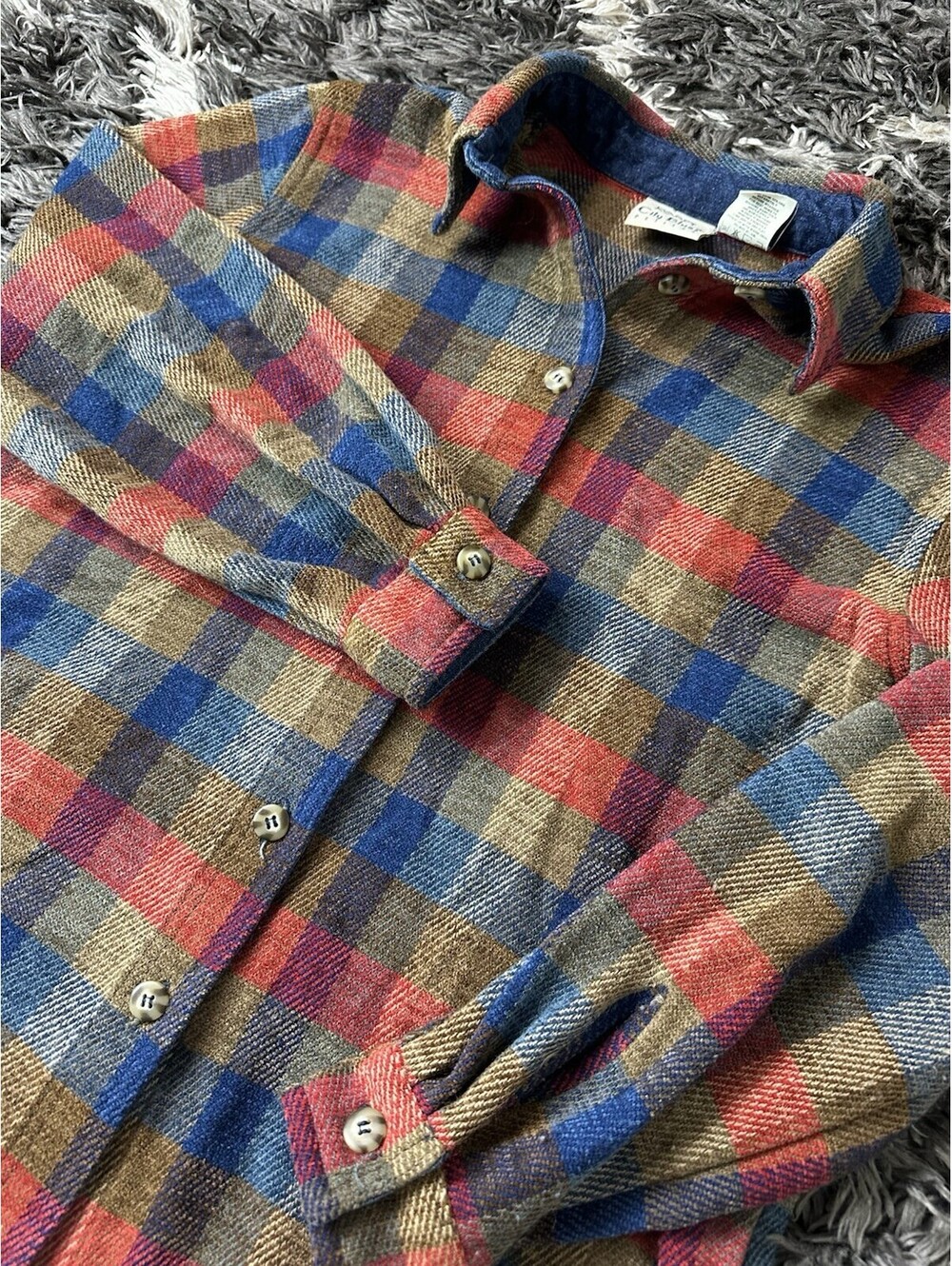 Vintage 90s Koret City Blues Petites Plaid Button Front Shirt Womens Medium